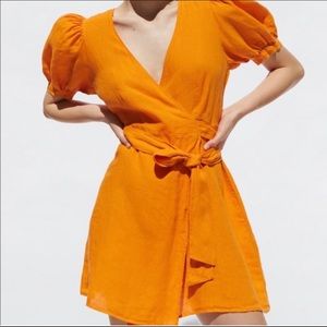 Zara Wrap Linen Dress XS